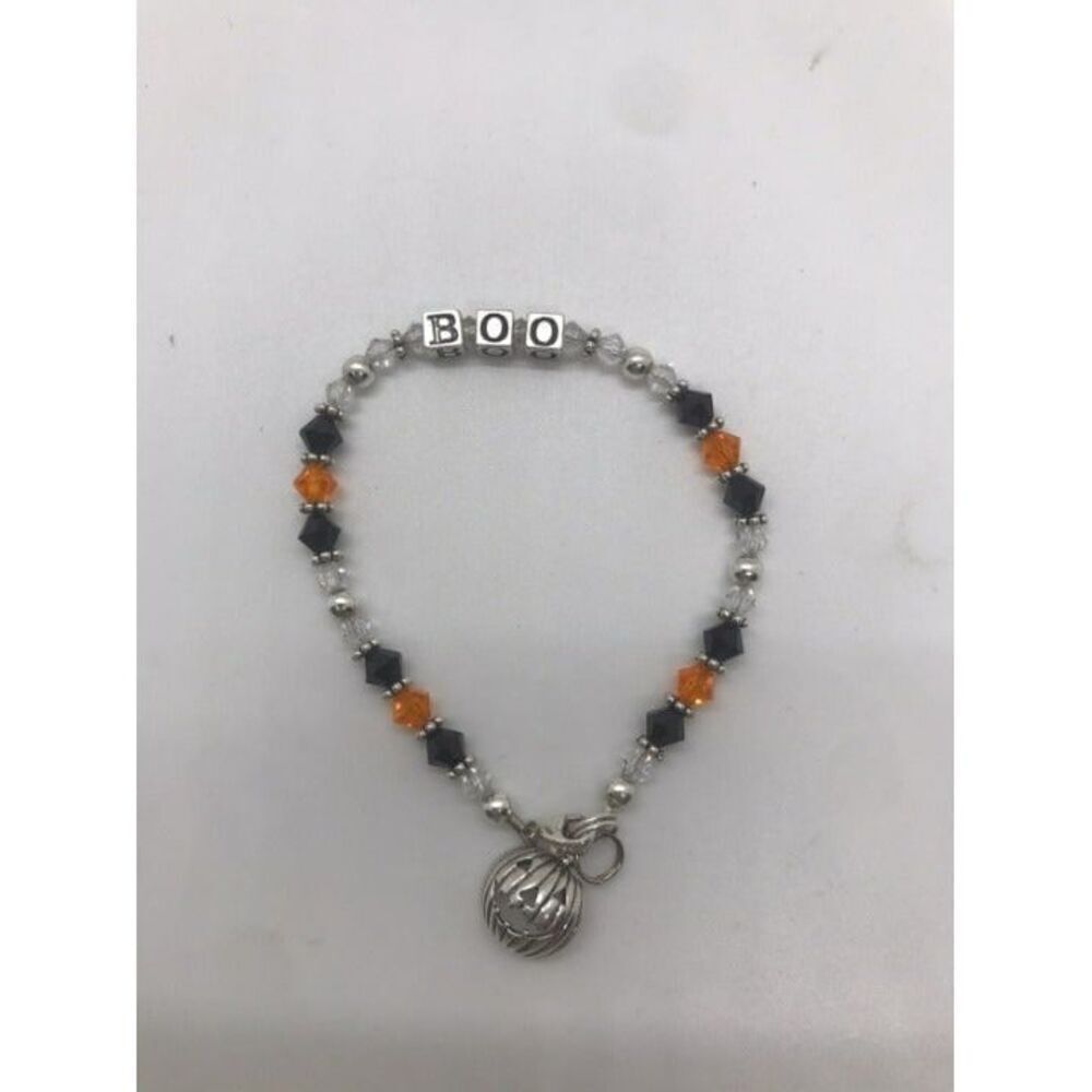 Halloween Child's Bracelet w/sterling‎ pumpkin